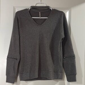 Charcoal V-Neck Sweater for Women